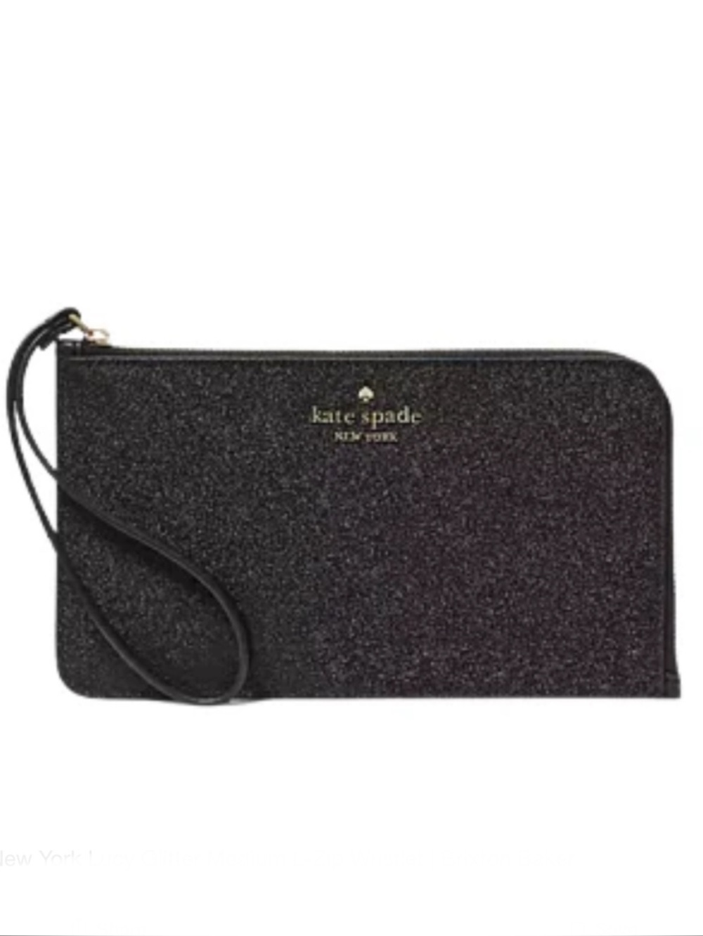 kate Spade Lucy Black Glitter Zip Wristlet Clutch - Picture 6 of 11